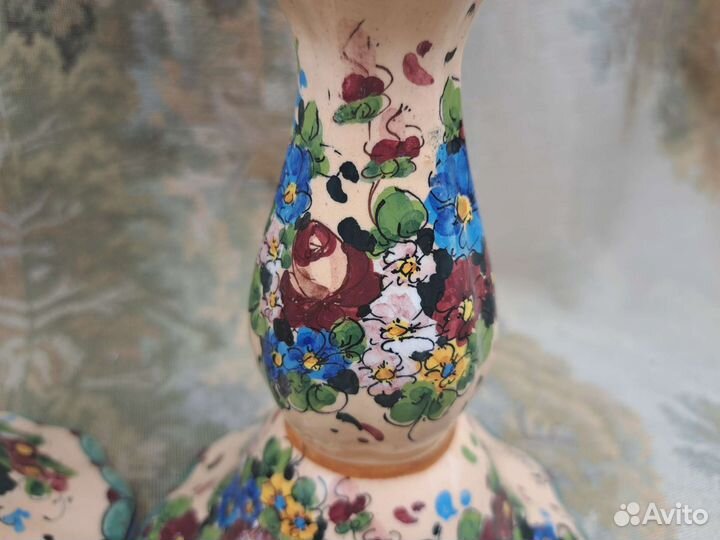 Пара подсвечников,майолика Италия