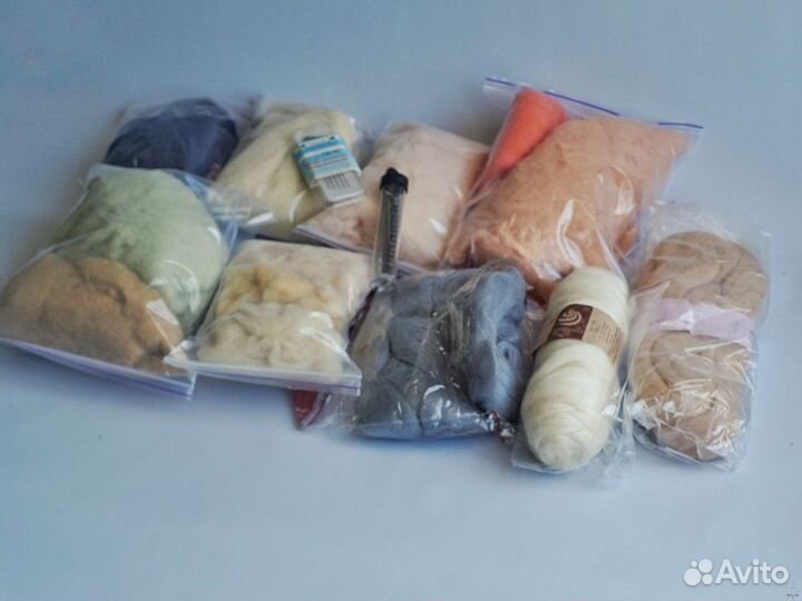 Шерсть для валяния 500гр + иглы