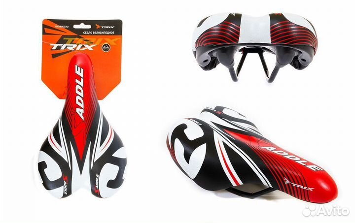 Седло trix детское 230х145 мм, черно-красное (50)