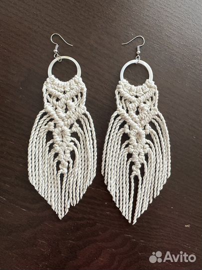 Серьги украшения колье макраме