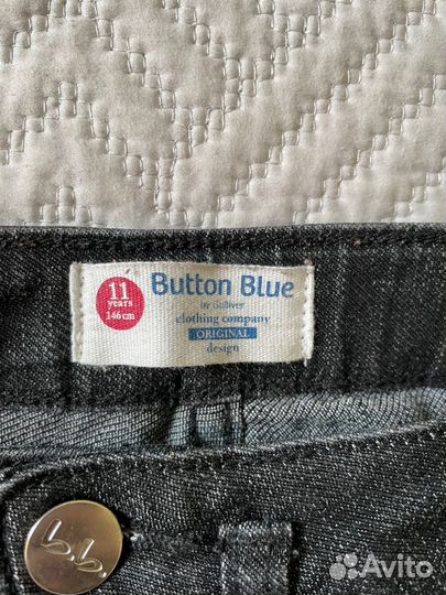Джинсы slim fit для девочки 140 146 Button Blue