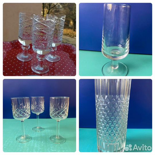 Хрустальные рюмки, ваза