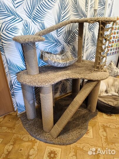 Домик для кошек, собак, когтеточка, гамак, 3 этажа