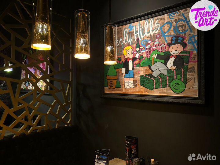 Картина Скрудж Монополи Бэнкси стрит арт холст