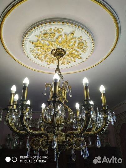 Люстра натуральная бронза,хрусталь