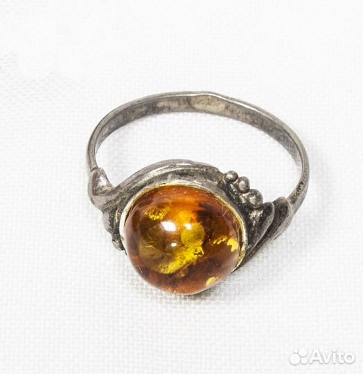 Кольцо Янтарь, серебро 925 проба, 17 размер, общий