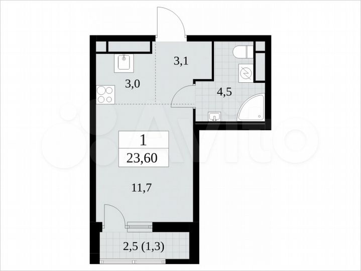 Квартира-студия, 23,6 м², 14/30 эт.