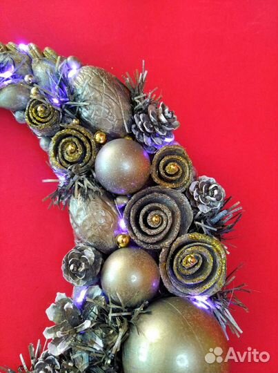 Новогоднее украшение на стену с подсветкой