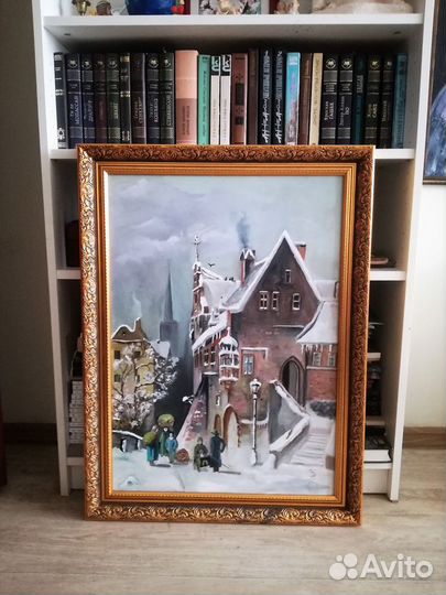 Старинный голландский пейзаж. Холст, масло