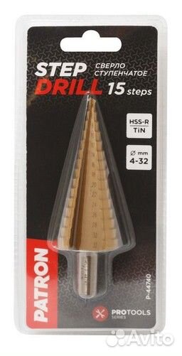 Patron P-44740 Сверло по металлу HSS-TiN ступенчат