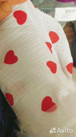 Ткань муслин с сердечками на отрез