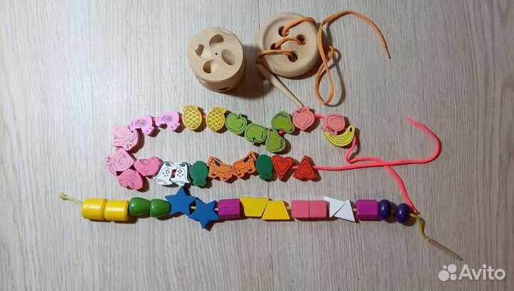 Развивающая игра деревянная шнуровка 39 дет+2крупн