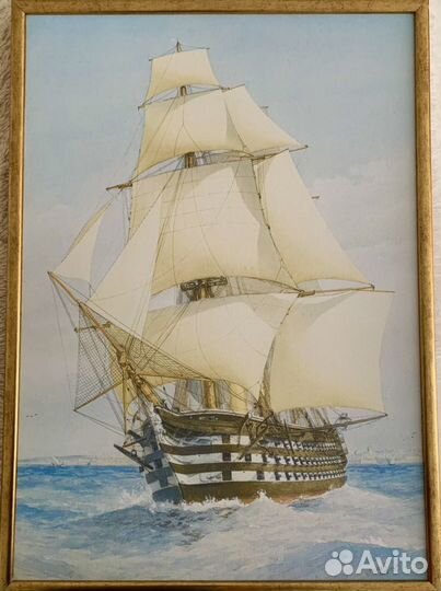 Картина Корабль на море холст в раме