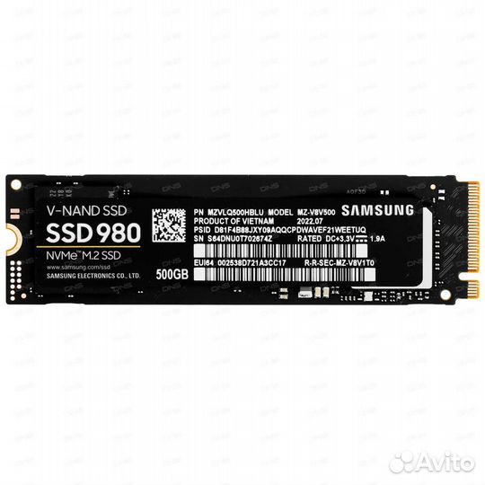500 гб SSD M.2 NVMe накопитель Samsung 980 MZ-V8V5