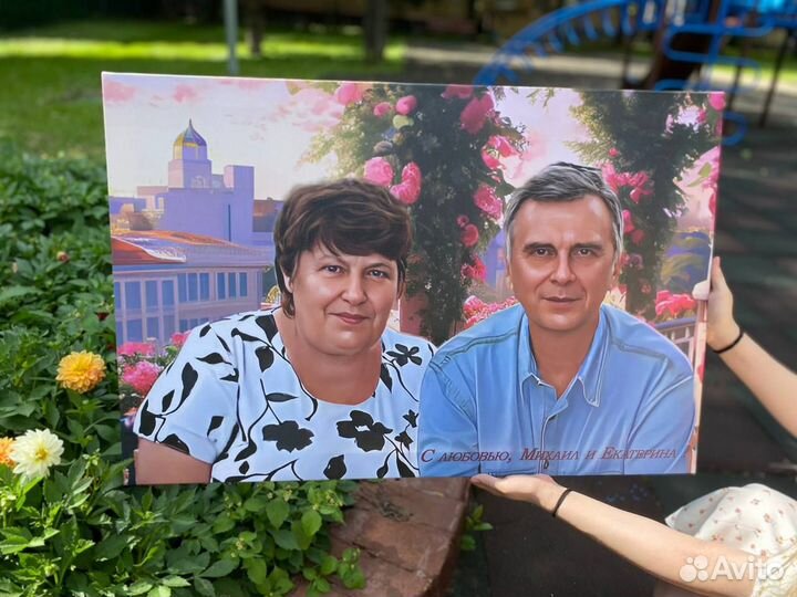 Портрет по фото на холсте,печать картин