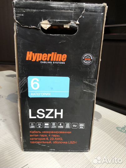 Кабель Hyperline uutp4-C6-S23-IN-lszh-OR-305