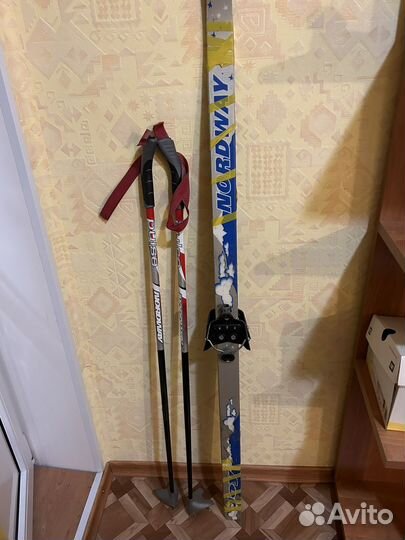 Лыжи беговые nordway 130 см + лыжные ботинки 32