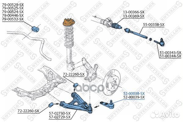 52-00038-SX опора шаровая к-кт Renault R19 89