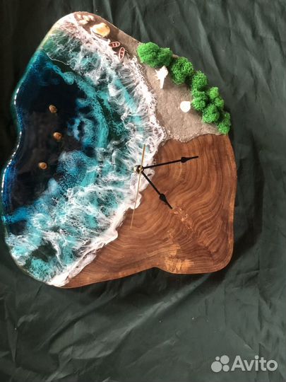 Часы карагач и эпоксидная смола