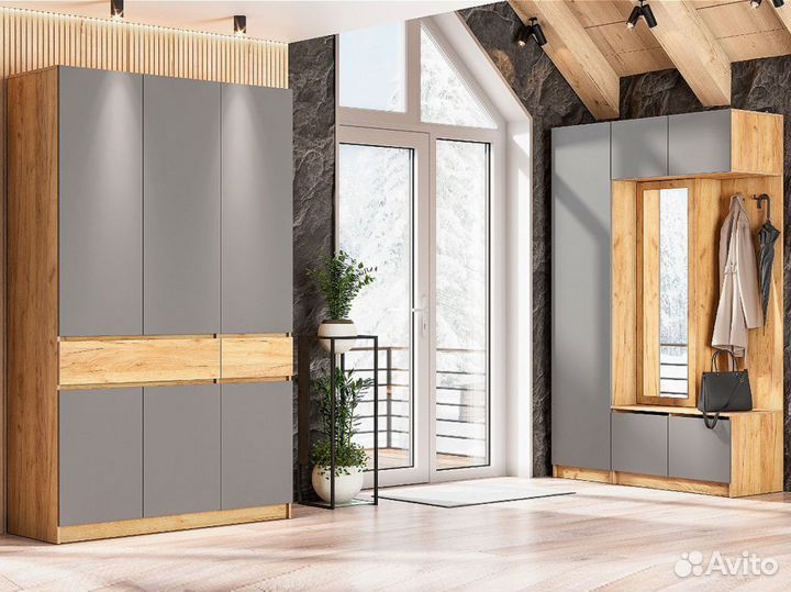 Прихожая Авиньон Дуб Крафт золотой / Графит серый