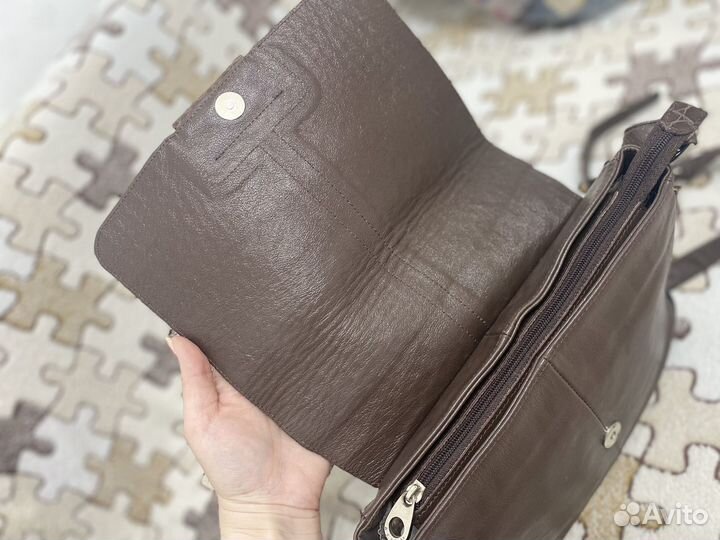 Сумка натуральная кожа коричневая Afina