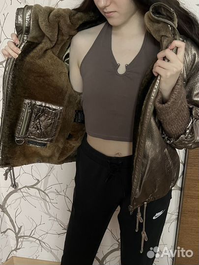 Дубленка натуральная винтажная женская короткая