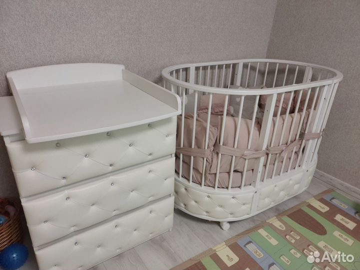 Детская кроватка трансформер с комодом