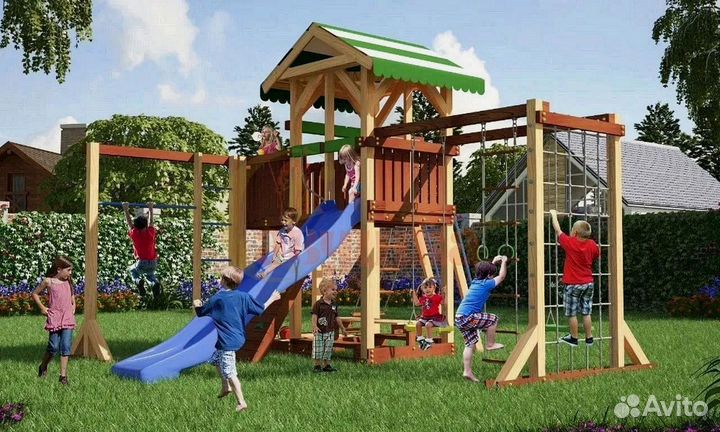 Детские площадки домики горка качели с доставкой