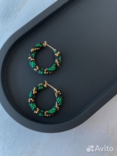Серьги кольца конго из бисера