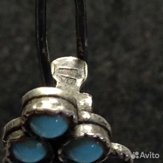 Заколка серебряная с бирюзой, винтаж из СССР