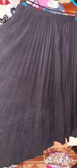 Юбка длинная плиссе под замшу