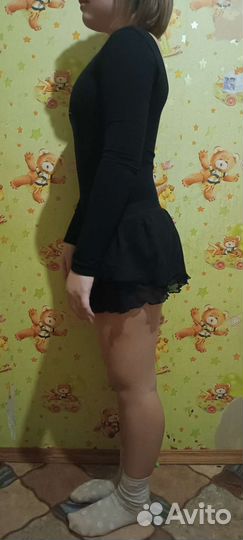 Купальник слитный с юбкой чёрный