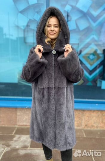 Шуба норковая с капюшоном 50 52