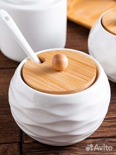 Наборы банок фарфоровые для сахара, специй новые