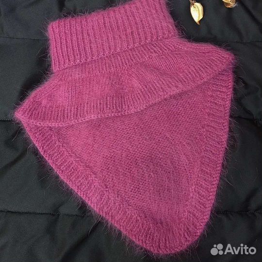 Комплект из ангоры : двойная повязка+снуд уголок