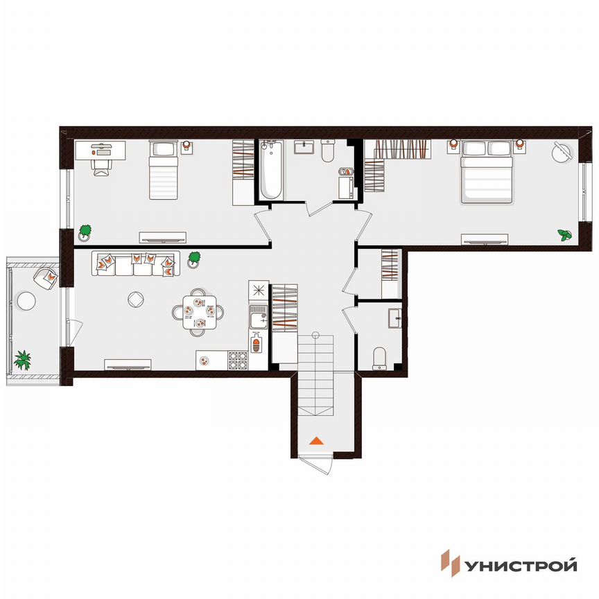 2-к. квартира, 76,4 м², 3/5 эт.