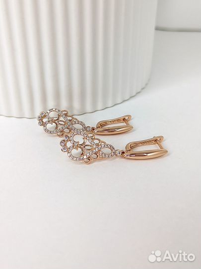 Классические висячие серьги золото 585 RG