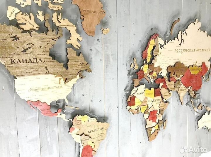 Деревянная карта мира для подарка