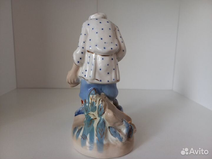 Статуэтка Старик и золотая рыбка Гжель СССР