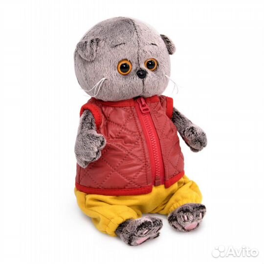 Кот Басик Baby 20 см в стеганом жилете