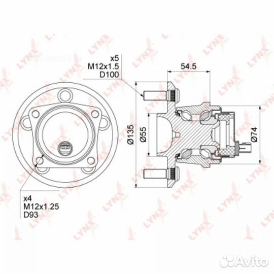 Lynxauto WH-1158 Ступица колеса зад прав/лев