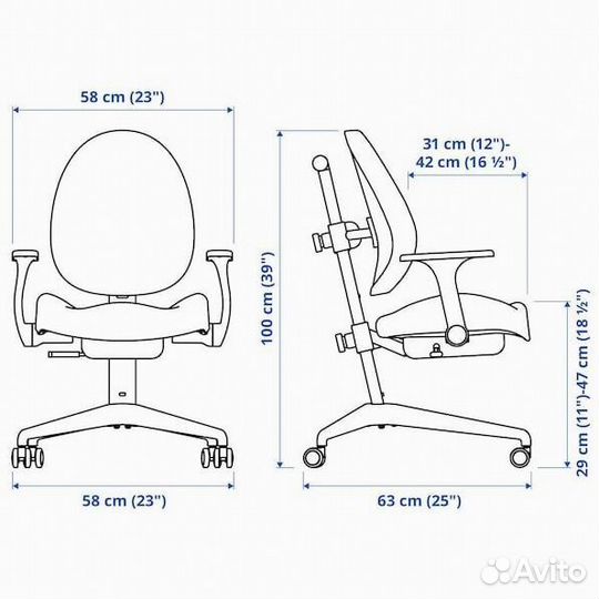Детский офисный стул gunrik (гунрик) икеа IKEA