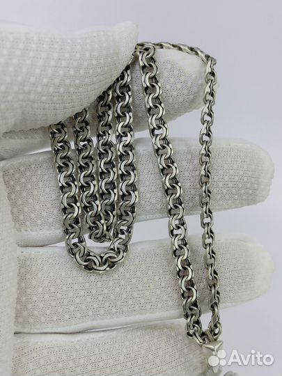 Серебряная цепь Бисмарк+Крест