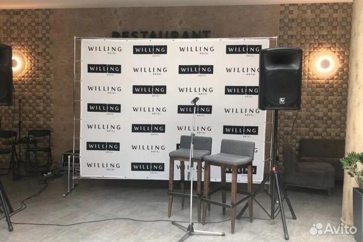 Производство Выстовочных стен (фотостен) текстиль