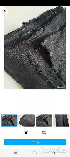 Отрез льна черный графит в елочку костюмный