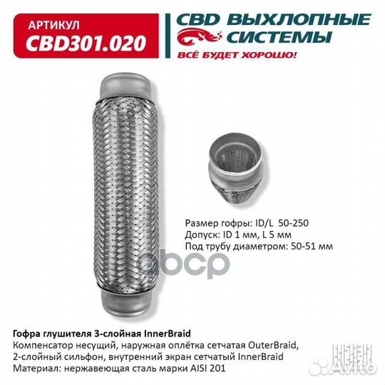 Гофра глушителя Innerbraid 50-250 (класс CBD-B)