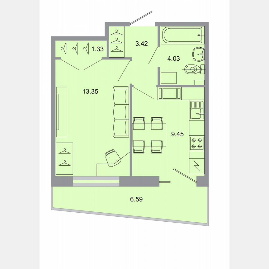 1-к. квартира, 32,7 м², 8/15 эт.