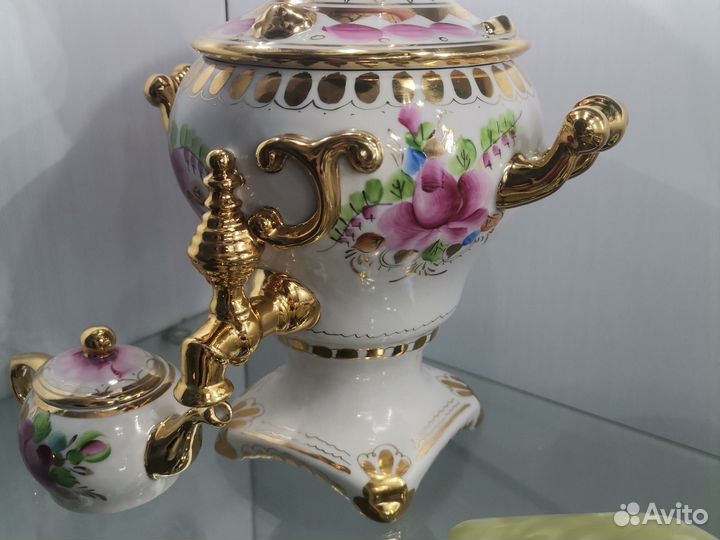 Самовар с чайником Фарфор гжель