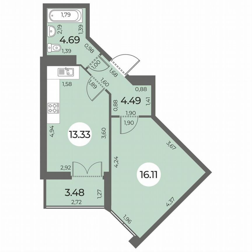 1-к. квартира, 40 м², 6/24 эт.