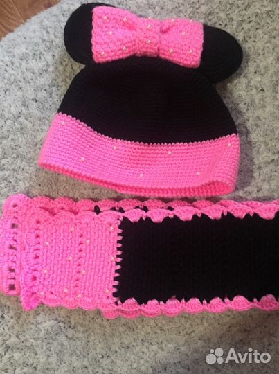Комплект шапка, шарф мини маус